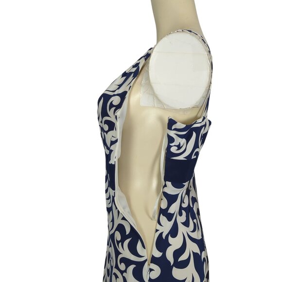 Ann Taylor Silk Slip Dress Blue White Sleeveless V-Neck Spaghetti strap Summer 4 - Picture 11 of 16